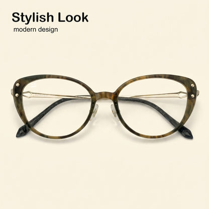 PERKEY Full Rim Soft Cat Eye Tortoise Print Eyeglass Frame For Women - OPTL0026-C3