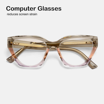PERKEY Full Rim Cat Eye Blue Light Cut & Antiglare Computer Eyeglasses For Women | Bold Style | - OPTL0017-C1