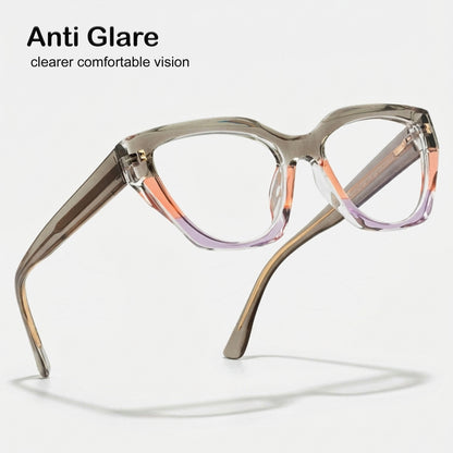 PERKEY Full Rim Cat Eye Blue Light Cut & Antiglare Computer Eyeglasses For Women | Bold Style | - OPTL0017-C1