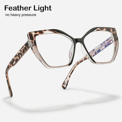PERKEY Full Rim Square-Cat Eye Transparent Computer Blue Cut Spectacles Frames Women - OPTL0011-C2