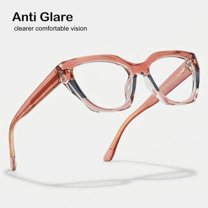 PERKEY Full Rim Cat Eye Blue Light Cut & Antiglare Computer Eyeglasses For Women | Bold Style | - OPTL0017-C2