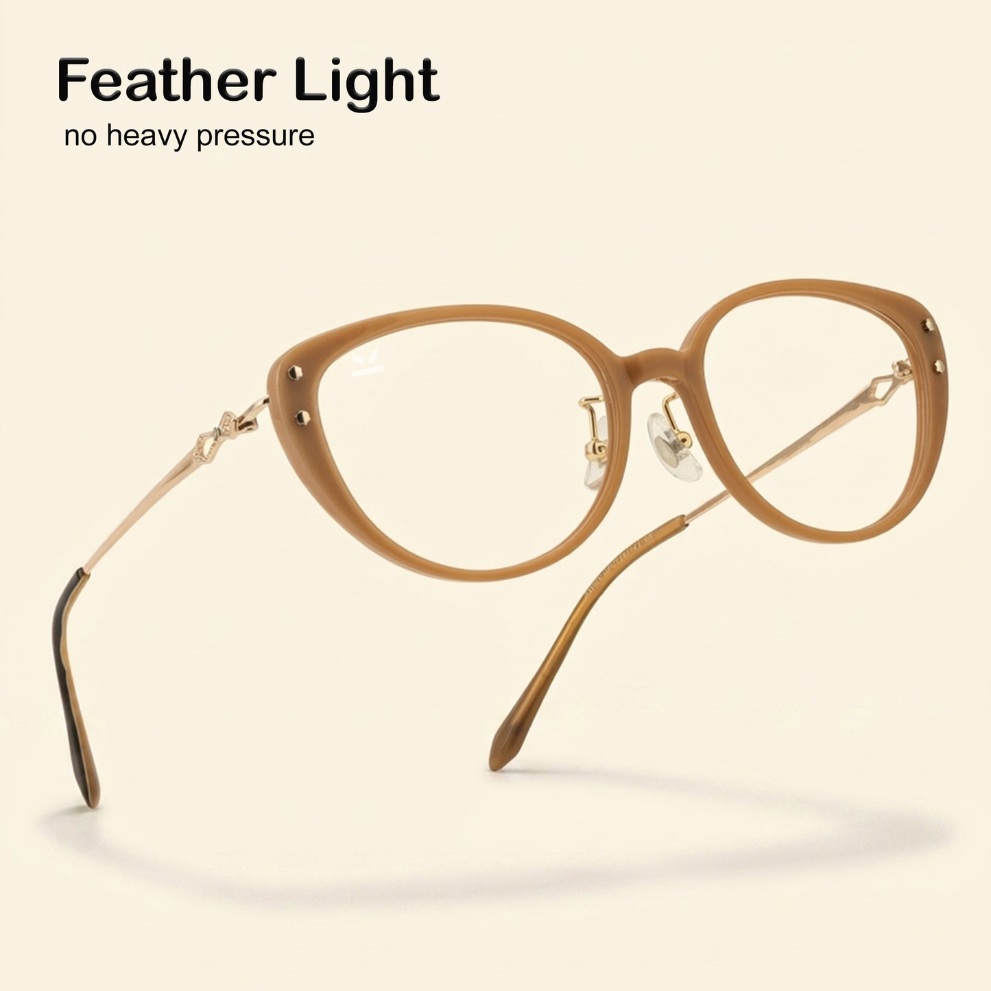 PERKEY Full Rim Cat Eye Gold Brown Spectacle Frame For Women - OPTL0026-C2