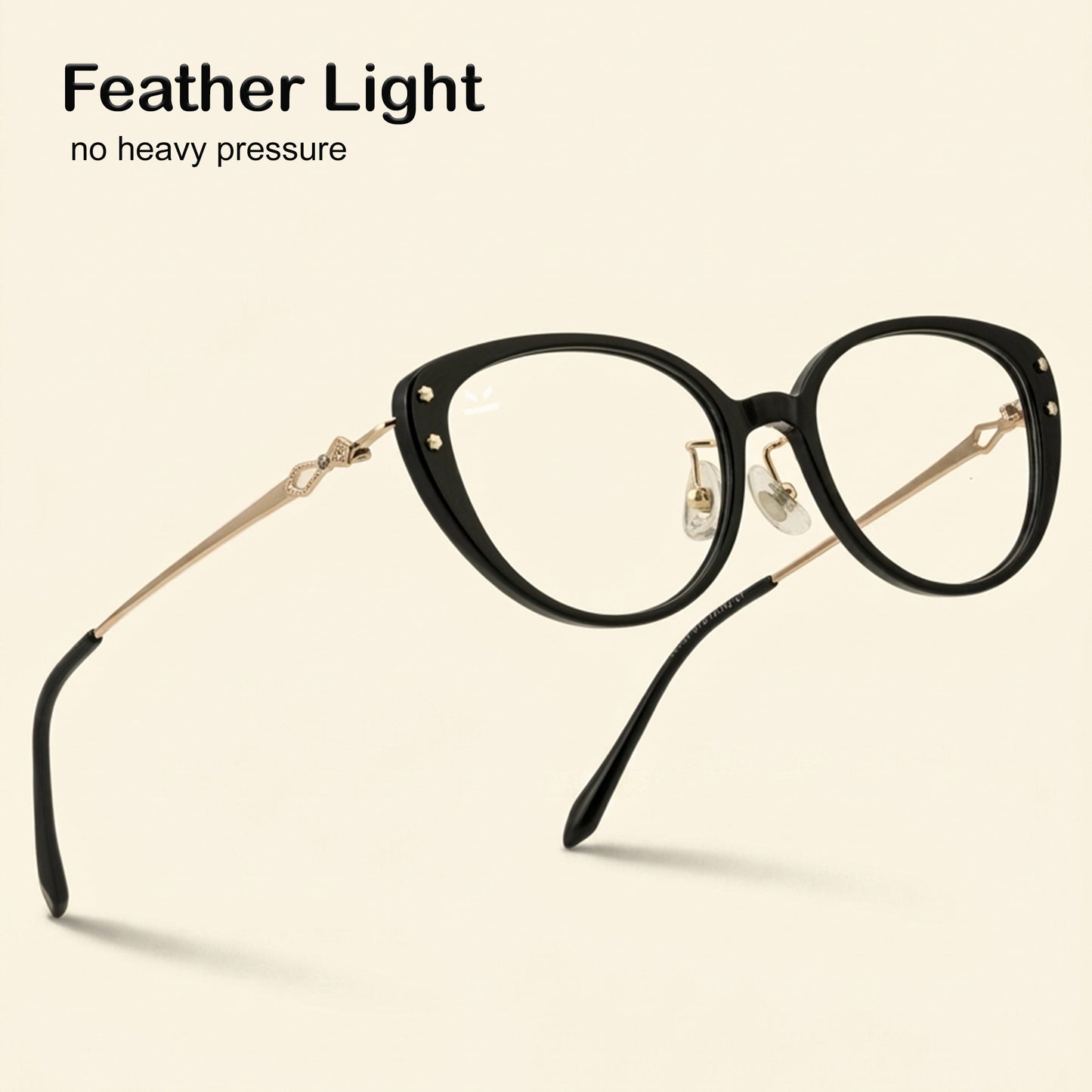 PERKEY Full Rim Soft Cat Eye Black Spectacle Frames For Women - OPTL0026-C1