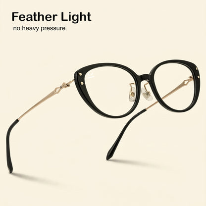 PERKEY Full Rim Soft Cat Eye Black Spectacle Frames For Women - OPTL0026-C1