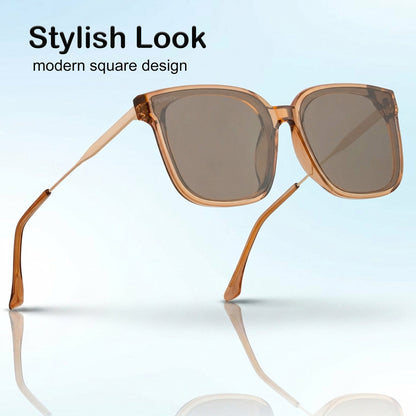 PERKEY Square-Oversized Brown UV Protected  Sunglasses For Men & Women - PRKY0013-C4