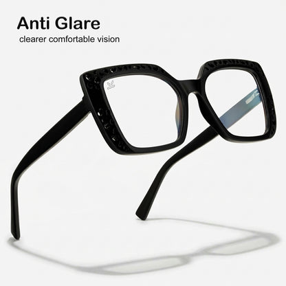 PERKEY Square Full Rim Computer Glasses for Women - OPTL0020-C1