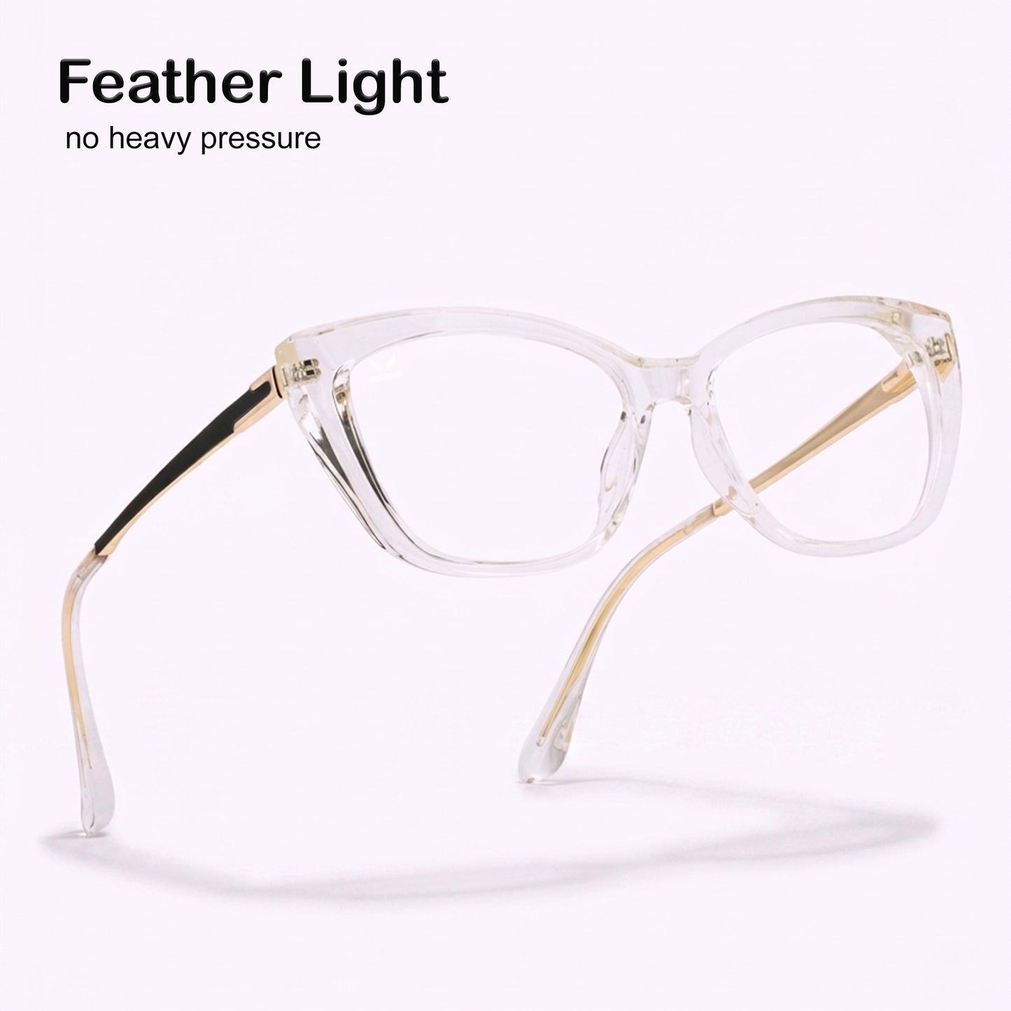 PERKEY Cat Eye Bold Glossy Transparent Spectacle Frame For Women - OPTL0024-C2
