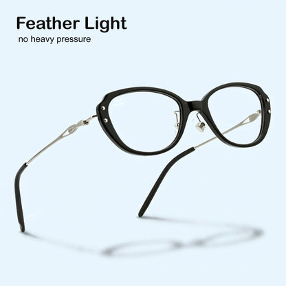 PERKEY Full Rim Oval Black Eyeglass Frame For Women  - OPTL0025-C1