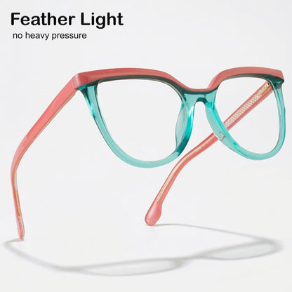 PERKEY Full Rim Oversized-Cat Eye Blue Light Blocking Computer Glasses For Women - OPTL006-C3