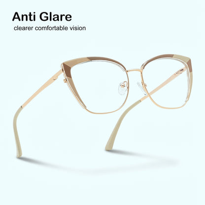 PERKEY Full Rim Cat Eye Blue Light Cut & Antiglare Computer Eyeglasses For Women | Stylish | - OPTL0018-C3