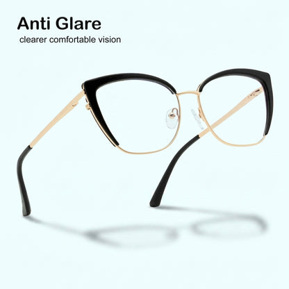 PERKEY Full Rim Cat Eye Blue Light Cut & Antiglare Computer Eyeglasses For Women | Stylish | - OPTL0018-C1