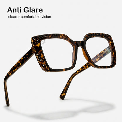 PERKEY Square Full Rim Blue Cut Light Glasses for Women - OPTL0020-C2