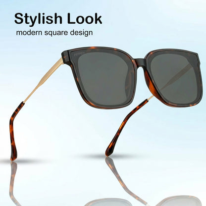 PERKEY Square-Oversized Black UV Protected Chasma Shades Men Women - PRKY0013-C3