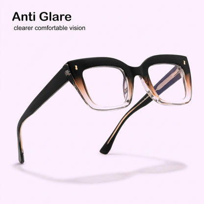 PERKEY Full Rim Retro Square Blue Light Cut & Antiglare Computer Eyeglasses For Women | Bold Style | - OPTL0016-C2