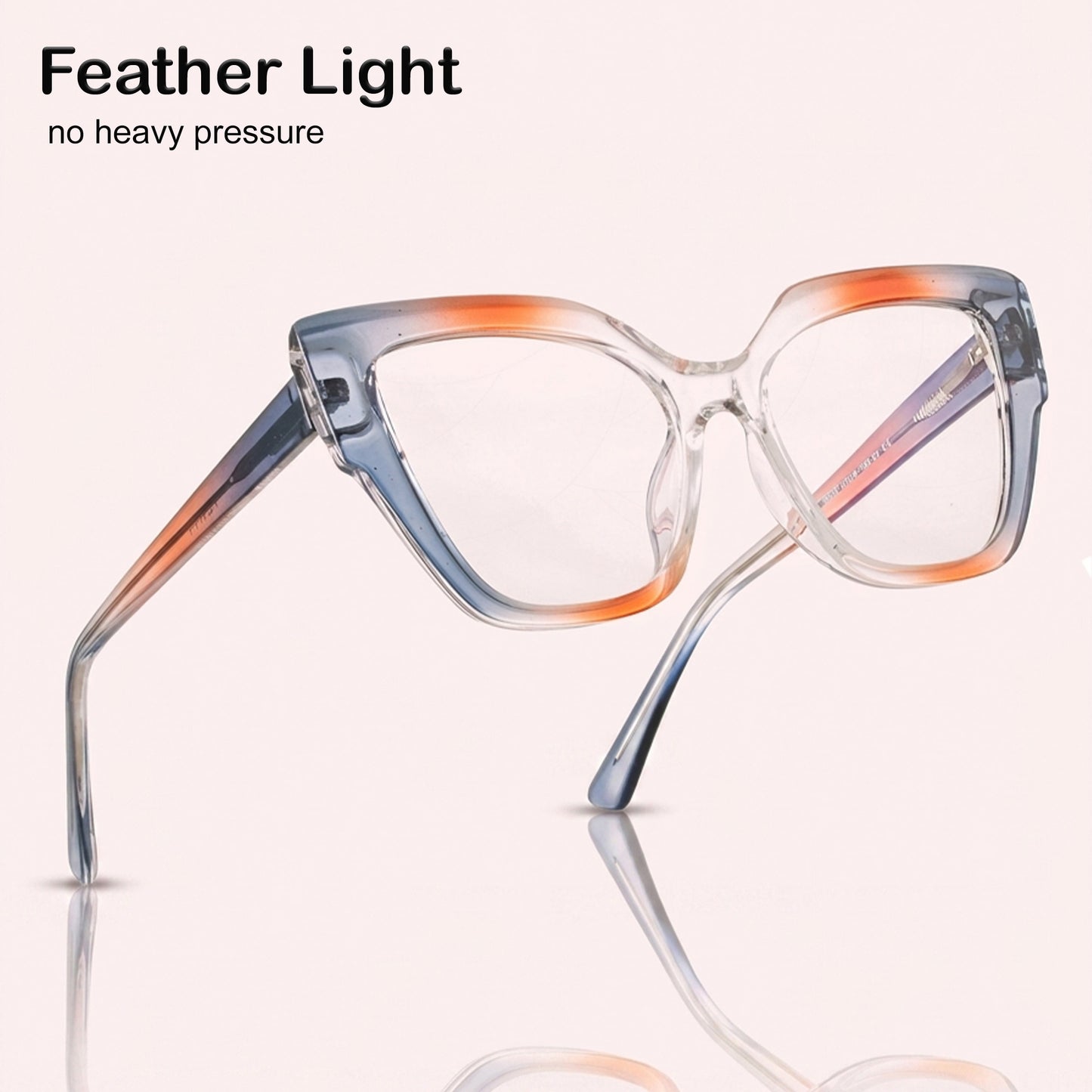 PERKEY Full Rim Cat Eye-Oversized Transparent Blue Cut Eyeglasses Women - OPTL001-C2
