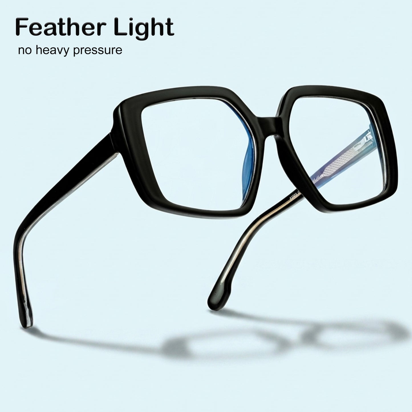 PERKEY Full Rim Square-Oversized Black Computer Glasses For Men Women - OPTL007-C1