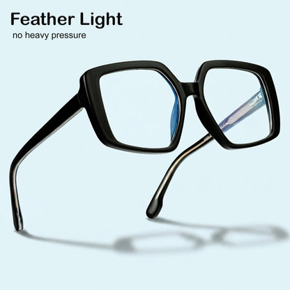 PERKEY Full Rim Square-Oversized Black Computer Glasses For Men Women - OPTL007-C1