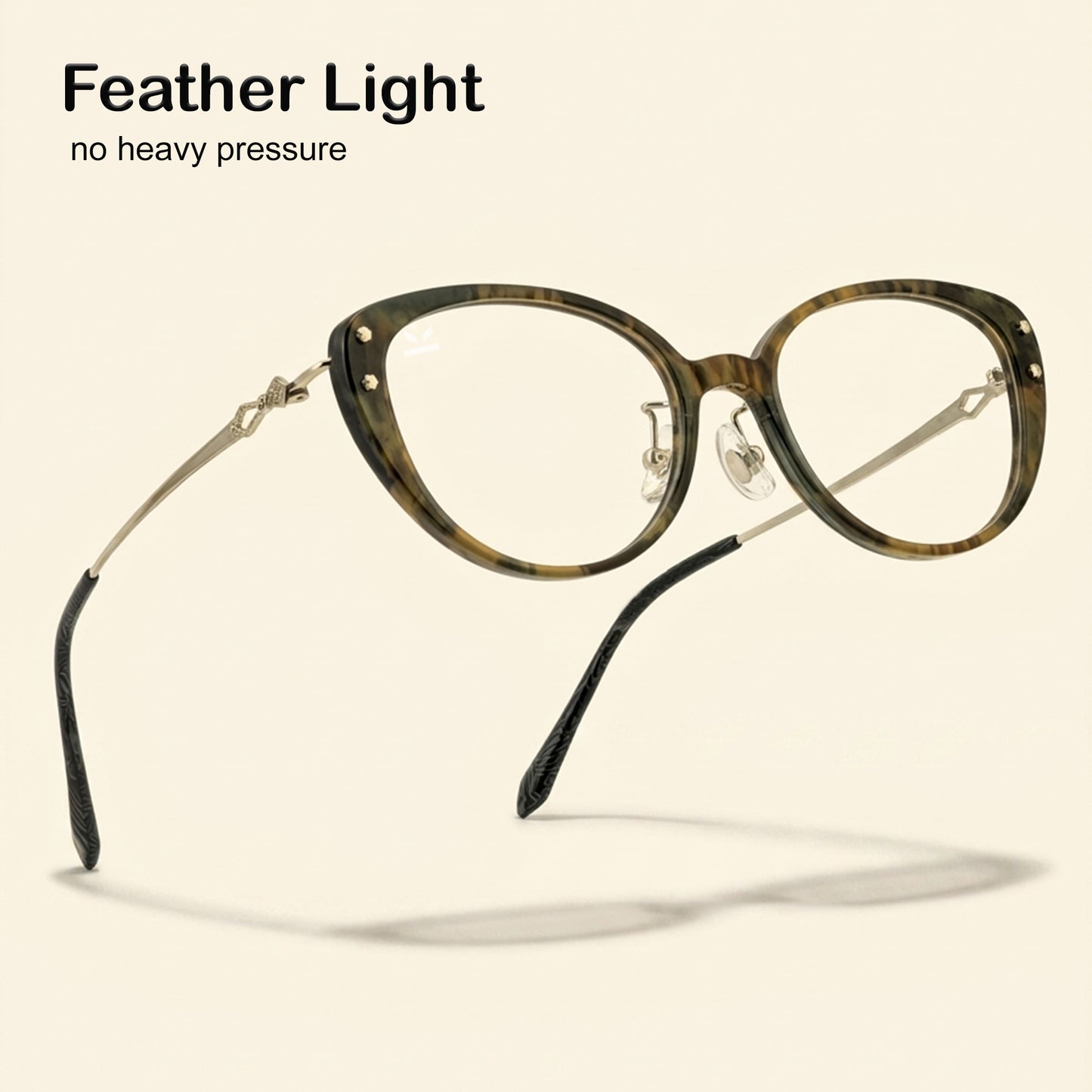 PERKEY Full Rim Soft Cat Eye Tortoise Print Eyeglass Frame For Women - OPTL0026-C3