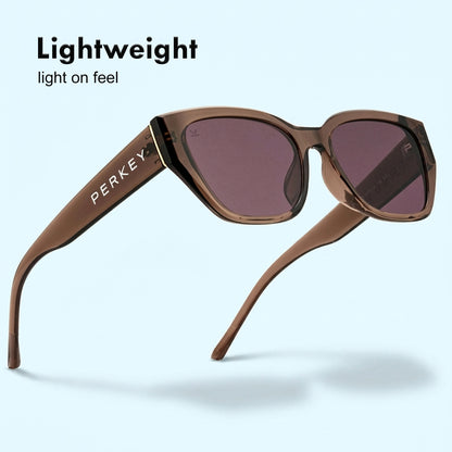 PERKEY UV Protection Retro Square Brown Sunglasses for Men & Women – PRKY0023-C2