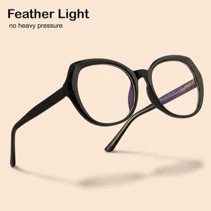 PERKEY Full Rim Oval Blue Block Black Computer Glasses For Women - OPTL004-C1