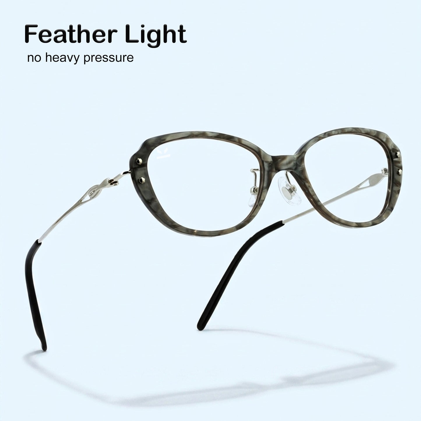 PERKEY Small Full Rim Oval Stone Grey Eyeglass Frame For Women- OPTL0025-C2