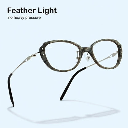 PERKEY Small Full Rim Oval Stone Grey Eyeglass Frame For Women- OPTL0025-C2