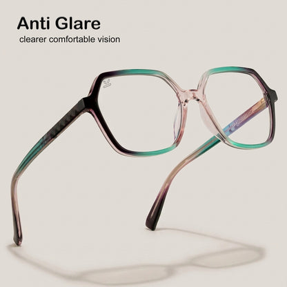 PERKEY Square Full Rim Blue Cut Light Glasses for Women - OPTL0019-C2