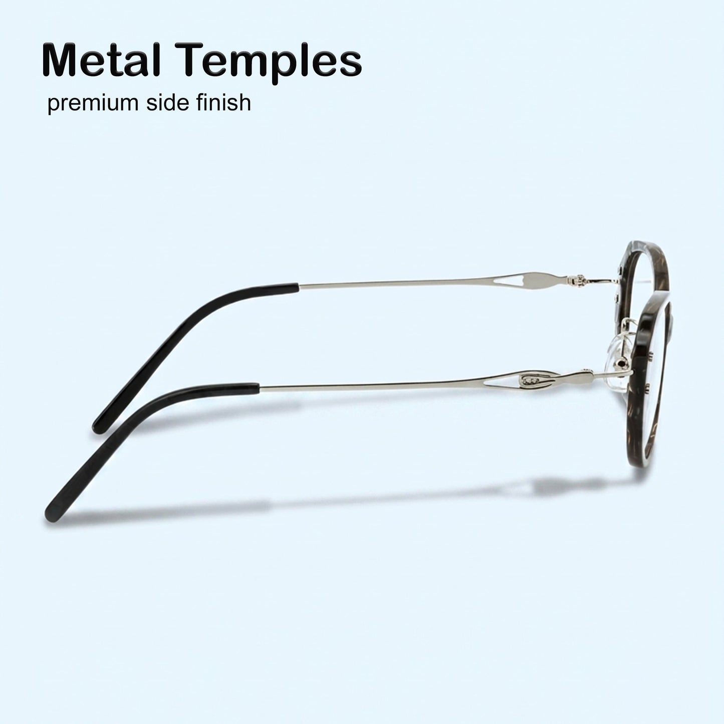 PERKEY Small Full Rim Oval Stone Grey Eyeglass Frame For Women- OPTL0025-C2