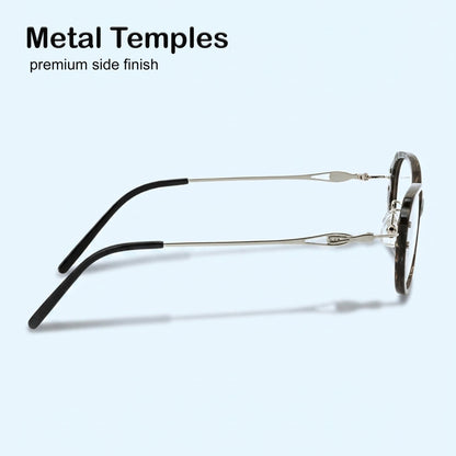 PERKEY Small Full Rim Oval Stone Grey Eyeglass Frame For Women- OPTL0025-C2