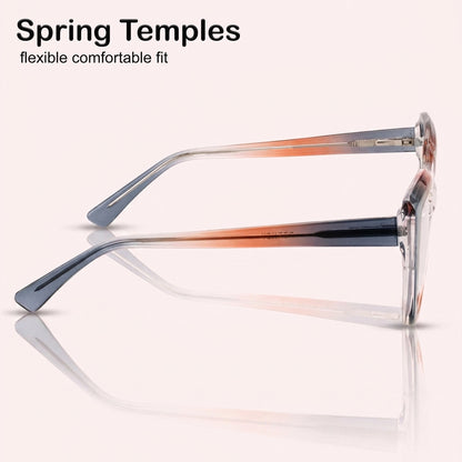 PERKEY Full Rim Cat Eye-Oversized Transparent Blue Cut Eyeglasses Women - OPTL001-C2