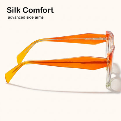 PERKEY Full Rim Cat Eye-Oversized Transparent Computer Blue Cut Spectacles Frames Men Women - OPTL0012-C5