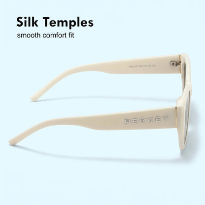 PERKEY UV Protection Retro Square White Sunglasses for Men & Women with Black Lens – PRKY0023-C3