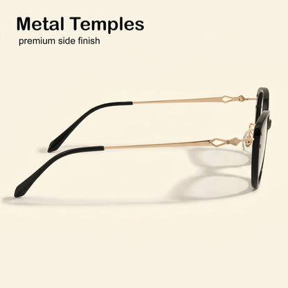 PERKEY Full Rim Soft Cat Eye Black Spectacle Frames For Women - OPTL0026-C1