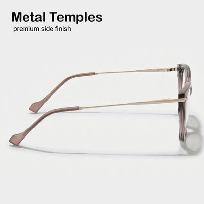 PERKEY Full Rim Cat Eye Transparent Grey Eyeglass Frame For Women - OPTL0023-C2