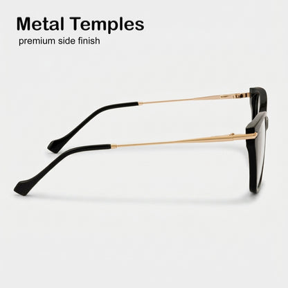 PERKEY Cat Eye Black Glossy Spectacle Frames For Women - OPTL0023-C1