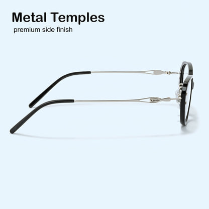 PERKEY Full Rim Oval Black Eyeglass Frame For Women  - OPTL0025-C1