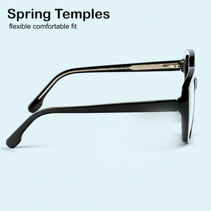 PERKEY Full Rim Square-Oversized Black Computer Glasses For Men Women - OPTL007-C1