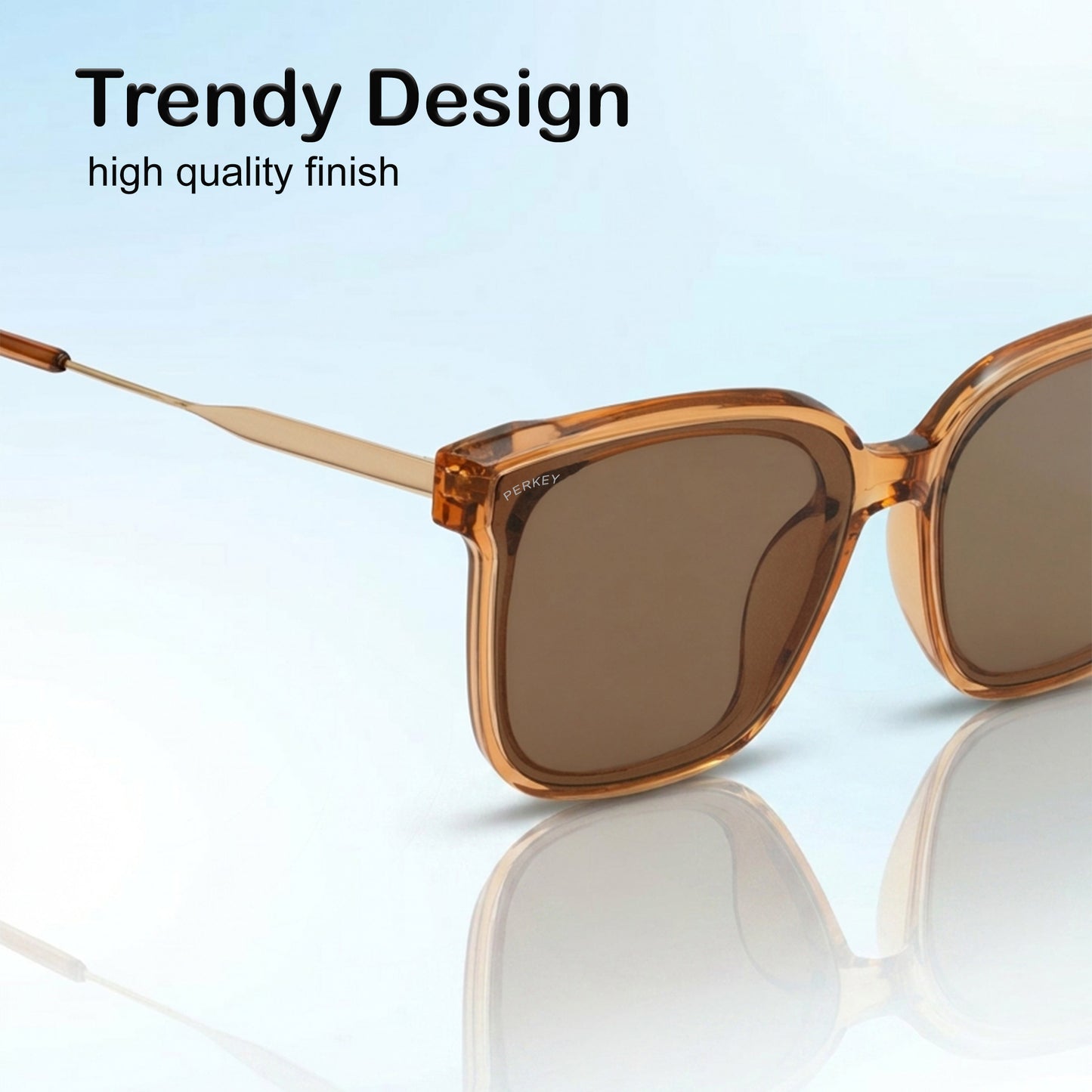 PERKEY Square-Oversized Brown UV Protected  Sunglasses For Men & Women - PRKY0013-C4