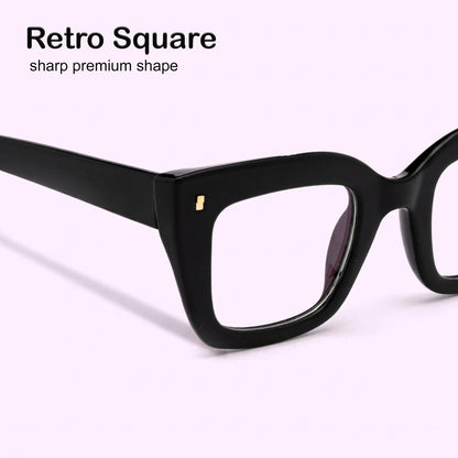 PERKEY Full Rim Retro Square Blue Light Cut & Antiglare Computer Eyeglasses For Women | Bold Style | - OPTL0016-C1