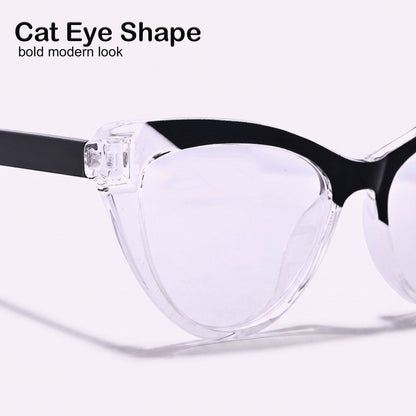 PERKEY Cat Eye Black White Fusion Computer Glasses For Women - OPTL0010-C4