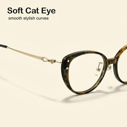 PERKEY Full Rim Soft Cat Eye Tortoise Print Eyeglass Frame For Women - OPTL0026-C3