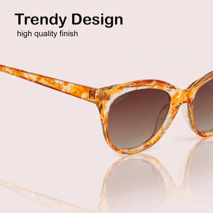PERKEY Cat Eye Brown UV Protected Polarized Stylish Goggles Women - PRKY001-C3