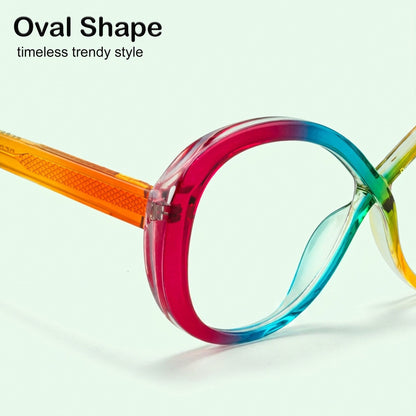 PERKEY Full Rim Oval-Oversized Computer Glasses For Eye Protection Spectacles Frames Men Women - OPTL0013-C4