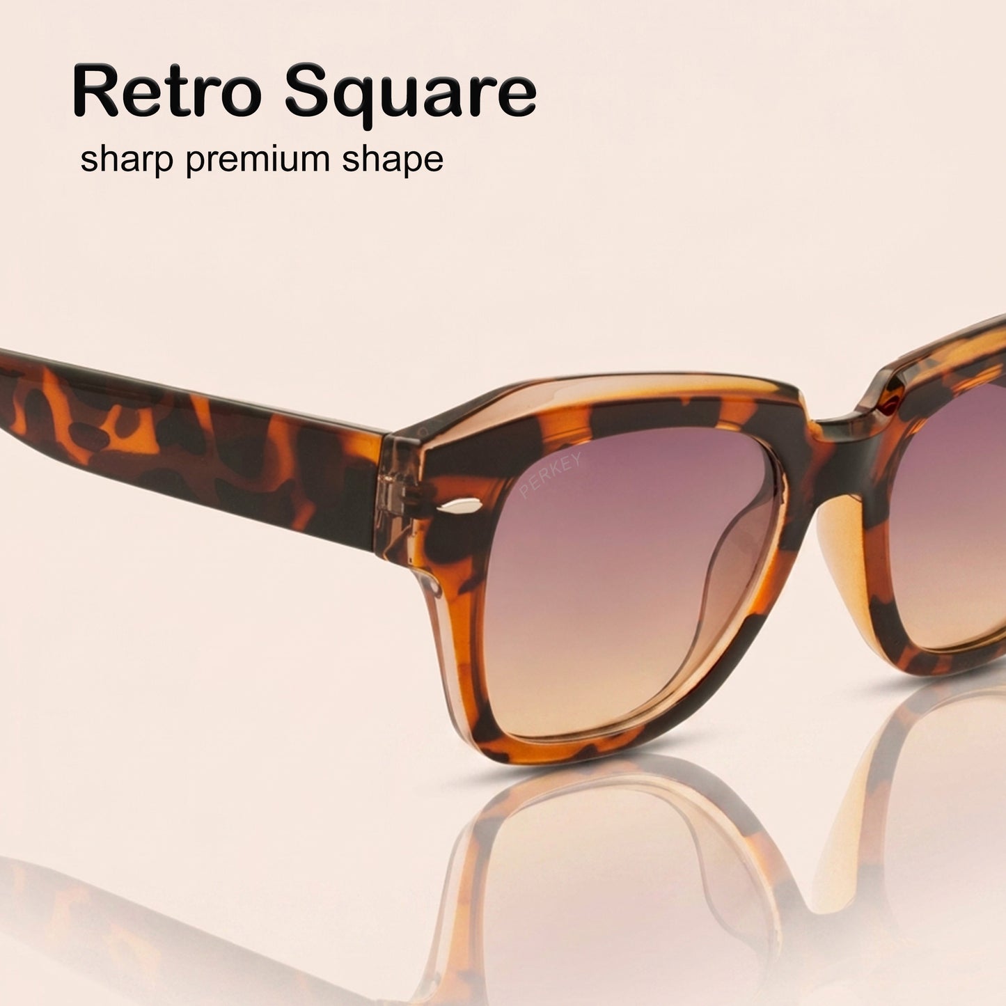 PERKEY Square Brown UV Protected Polarized Cooling Sunglasses For Men & Women - PRKY004-C5