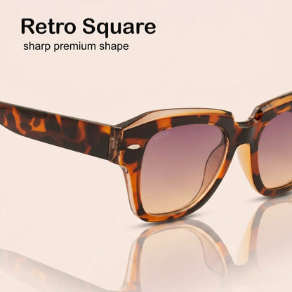 PERKEY Square Brown UV Protected Polarized Cooling Sunglasses For Men & Women - PRKY004-C5
