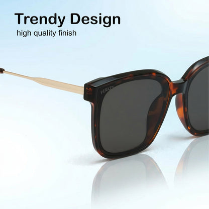 PERKEY Square-Oversized Black UV Protected Chasma Shades Men Women - PRKY0013-C3