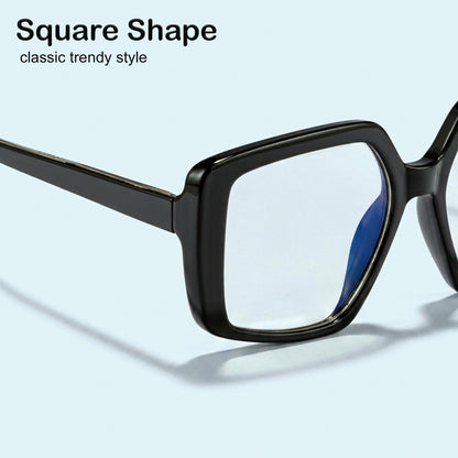 PERKEY Full Rim Square-Oversized Black Computer Glasses For Men Women - OPTL007-C1