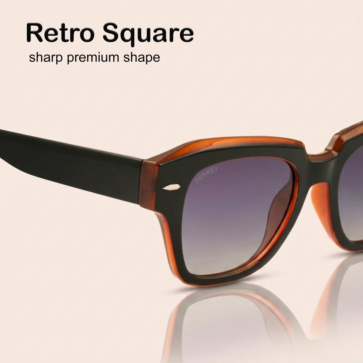 PERKEY Square Black UV Protected Polarized Sunglasses For Men & Women - PRKY004-C4