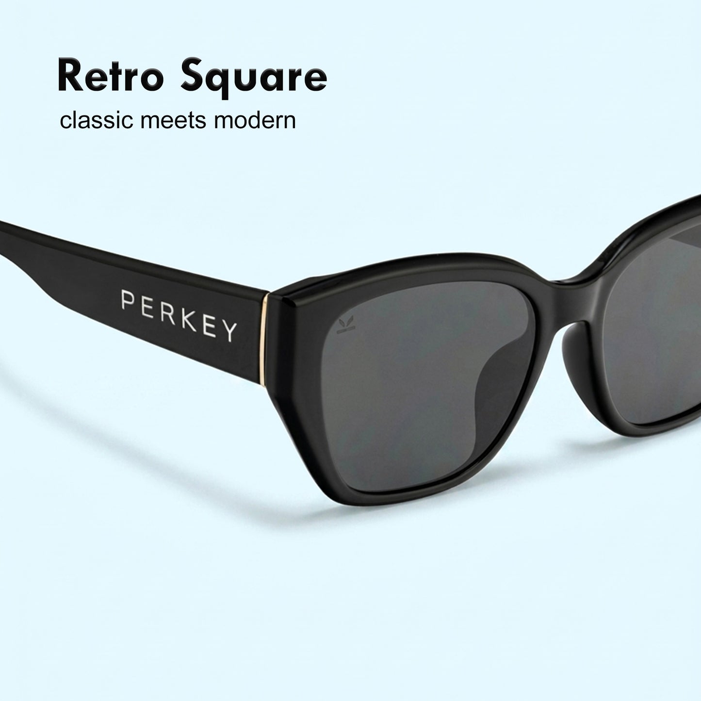 PERKEY UV Protection Retro Square Full Rim Black Sunglasses for Men & Women – PRKY0023-C1