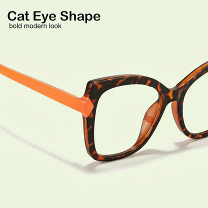 PERKEY Full Rim Cat Eye-Oversized Blue Block Spectacles Frames For Women - OPTL005-C3